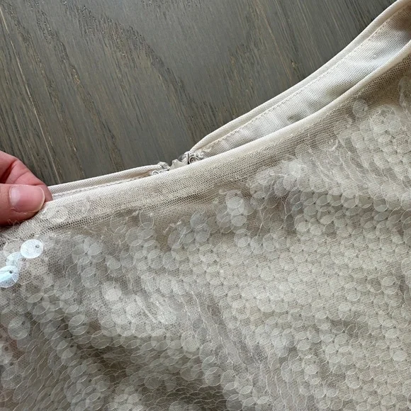 Staud Eton Mini Dress Moon Tan Sequin Embellished - Size Large - Picture 8 of 14